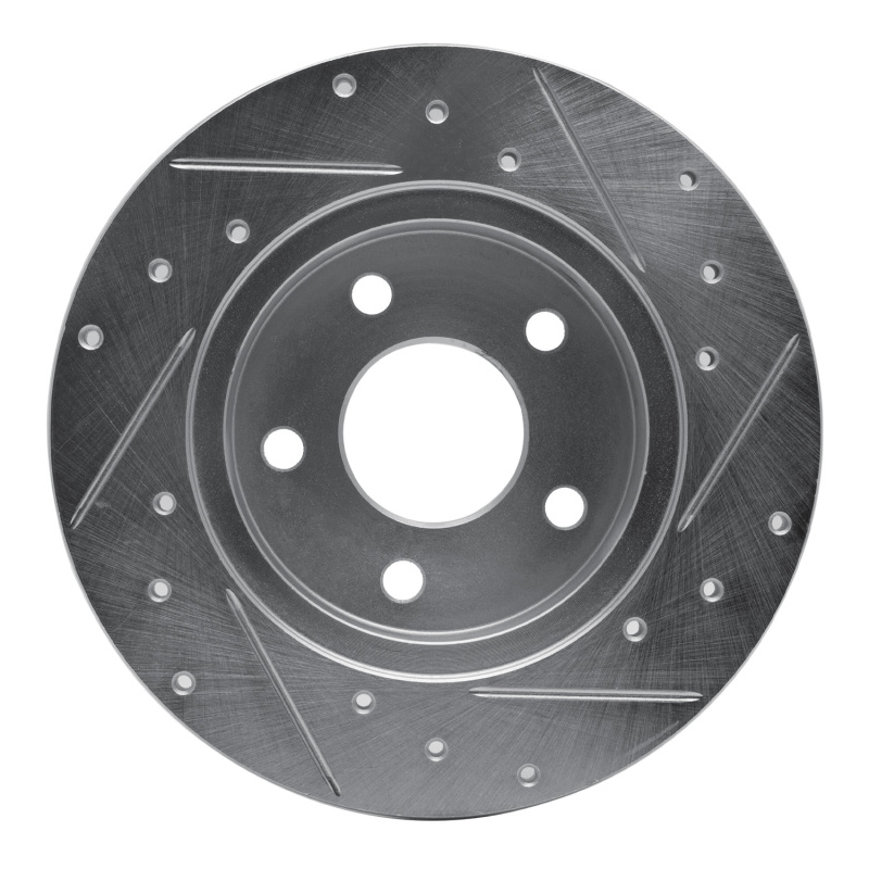 Chevrolet Malibu Brake Rotor (1) - Rear Left - R1 Concepts - Drilled & Slotted - Silver - `04-`12